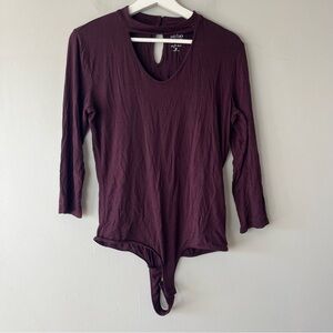 Soho Jeans New York & Company Maroon Soft Tee Bodysuit Medium